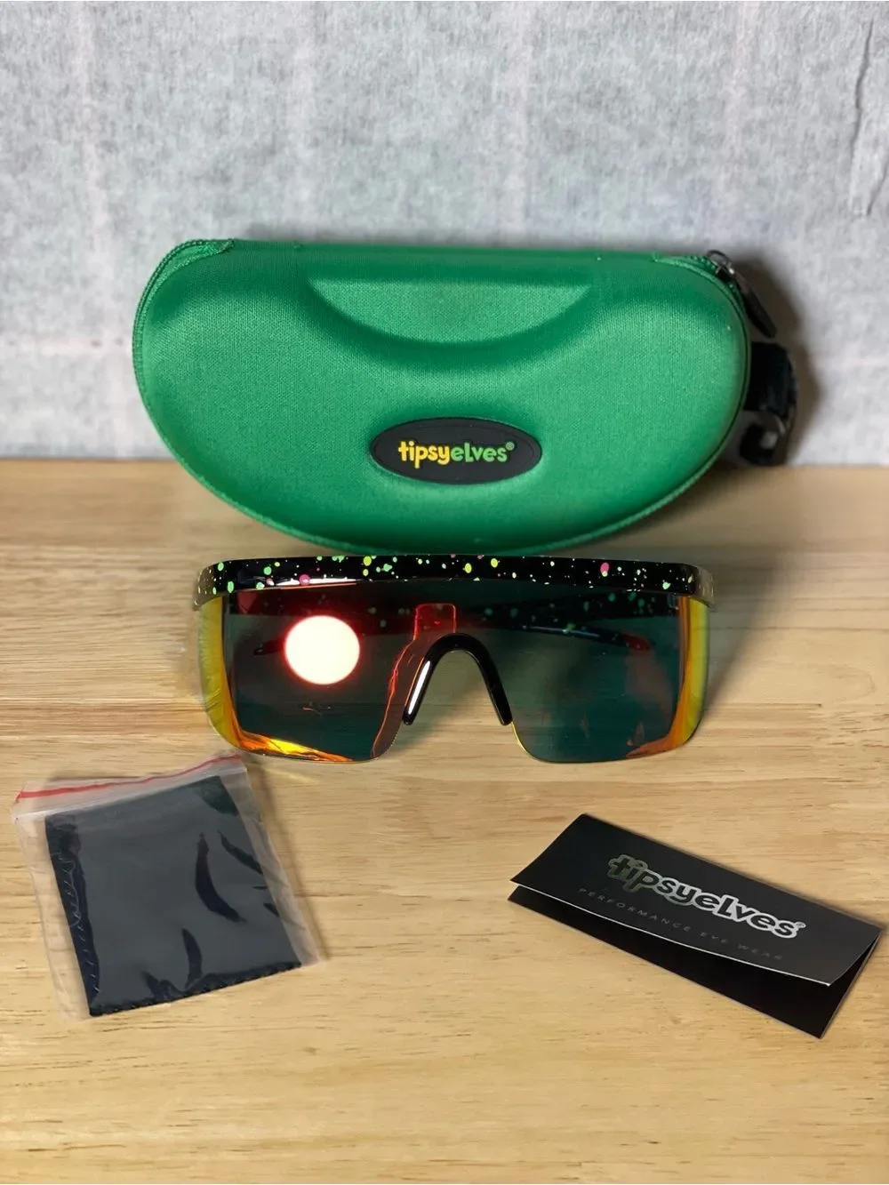 Tipsy Elves Neon Retro Splatter Print Performance Sunglasses - Unisex -80’s Vibe